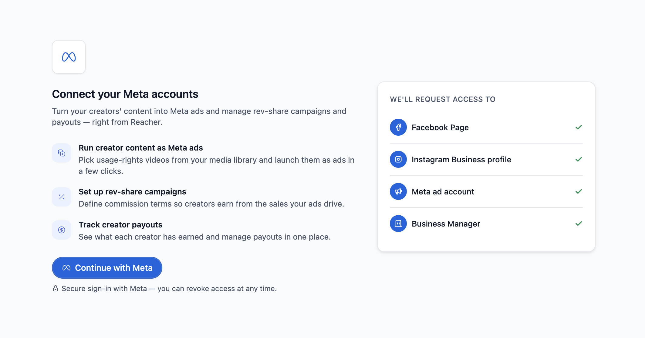 Koppel Facebook, Instagram en Meta-advertentieaccounts aan Reacher